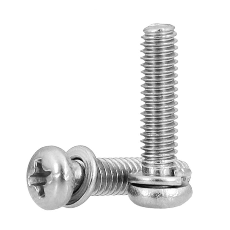 Parafusos de aço inoxidável de cabeça de panela Phillips M1-M3 com micro parafusos de lavadora de molas GB9074