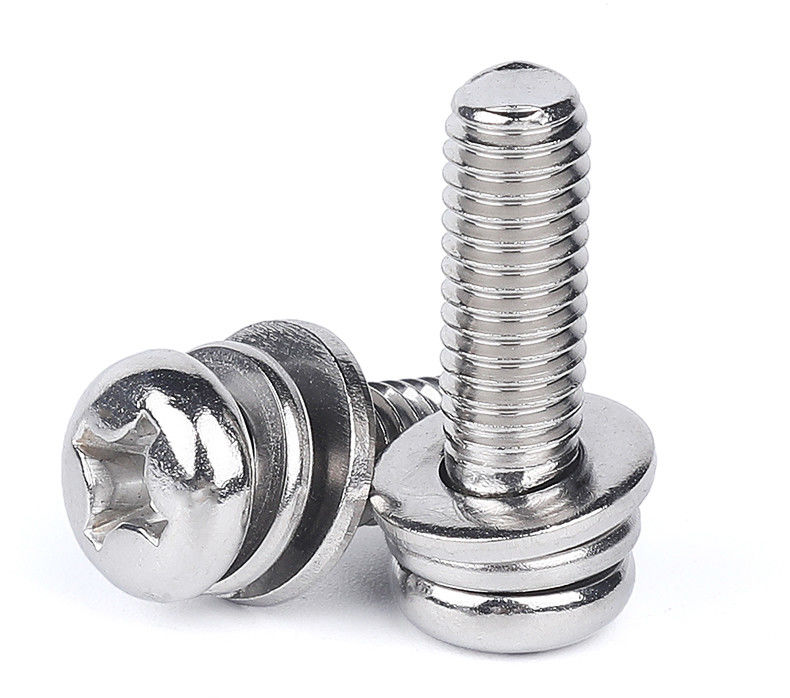 Parafusos de aço inoxidável de cabeça de panela Phillips M1-M3 com micro parafusos de lavadora de molas GB9074